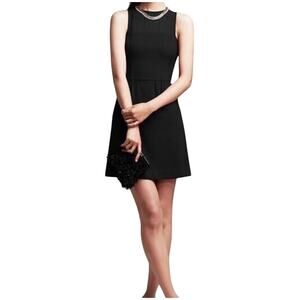 Banana Republic Black Sheer Inset Halter Sleeveless Fit & Flare Midi Dress Sz 4‎